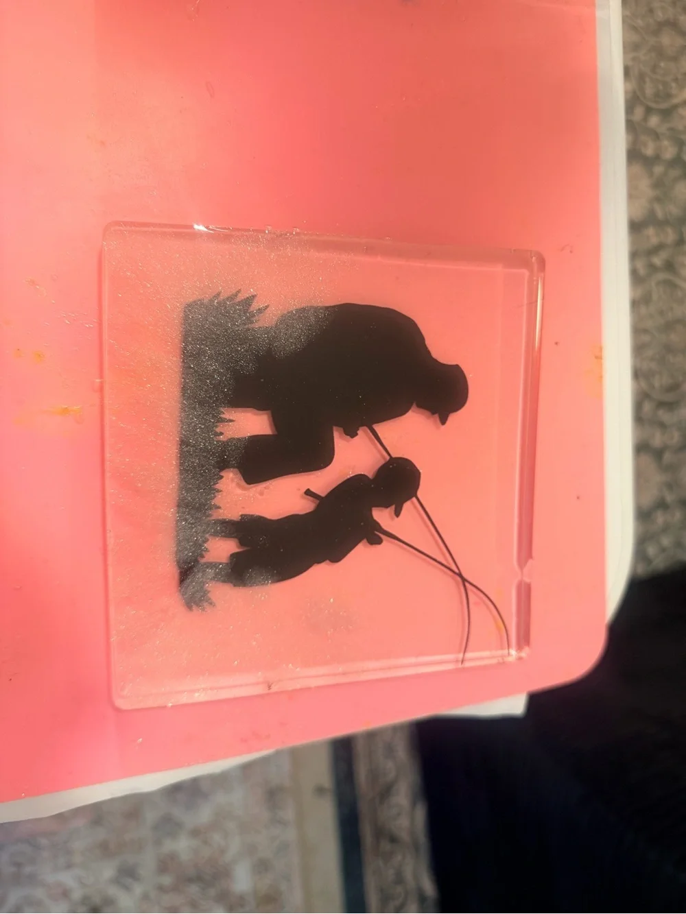 Silhouette Fishing resin  plaque — Black